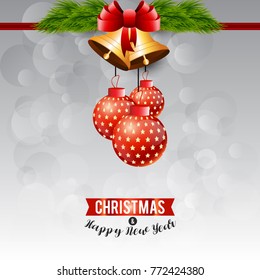 Christmas greetings card with light background with christmas ba