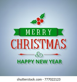Christmas greetings card with light background red,green,white t