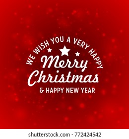 Christmas greetings card with red background white typography.
