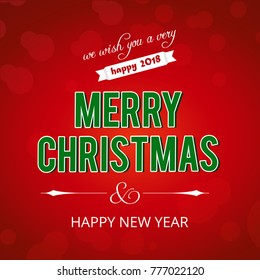 Christmas greetings card with red background grren typography.