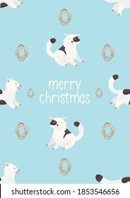 christmas greetings card template with seamless cat pattern. christmas festive texture greetings card background. winter holiday background.