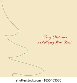 Christmas greetings card with tre. Vector illustration
