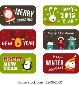 Christmas greetings cards and invitations set objects and holidays wishes