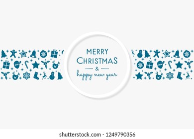 Christmas greetings with cartoon decorations. Vector.