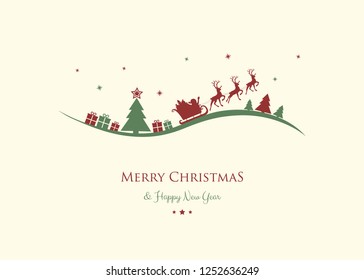 Christmas greetings with cartoon  Santa Claus. Vector.