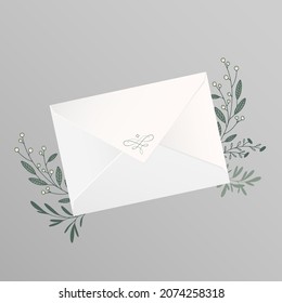 Christmas greetings envelope mockup. Vector illustration