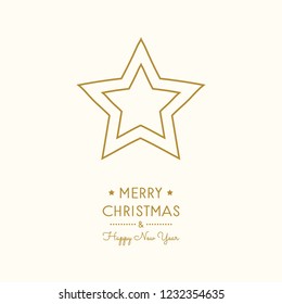 Christmas greetings with hand drawn star. Vector.