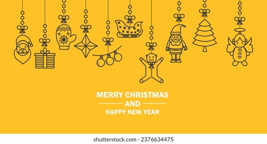 Christmas greetings ornament elements hanging background