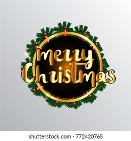 Christmas greetings stylish card vector with balls