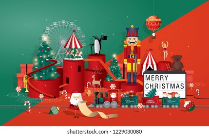 christmas greetings template vector/illustration