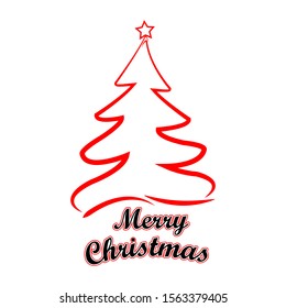 Christmas greetings tree pine banner, red tree card merry Christmas