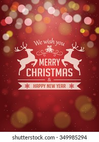 Christmas Greetings Typography on Red Background. Greeting Card and Poster Design.