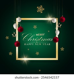 Christmas greetings vector background design. Christmas greeting text with pine tree, candy cane and gift boxes ornaments and decoration elements in red elegant background.
