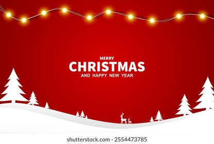 Christmas greetings vector background design Merry Christmas greeting text on red background