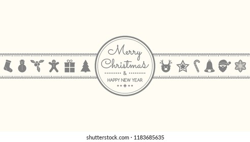 Christmas greetings with vintage ornaments. Vector.