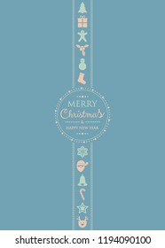Christmas greetings with vintage ornaments. Vector.