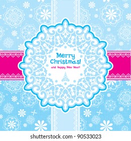 Christmas greetning card with decorative snowflake