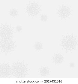Christmas Grey Mystery Snowflakes Sharp Sky Background. Luxury New Year Winter Innocent Print Pattern. Frost Cold Silver Ice Wallpaper. White Monochrome Stars Chaotic Mandala Illustration.