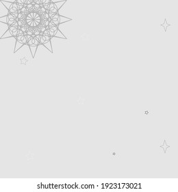 Papel de fondo de escritorio de navidad con cielo gris frío. Festividad de copas de nieve Chaotic Invierno Monocromo Mandala fondo. Composición de las Estrellas Mágicas Cálidas de Plata Blanca. Patrón Pastel de Nieve Gris de Año Nuevo misterioso.