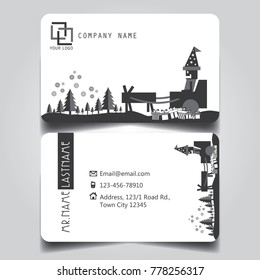 Christmas Grey White Theme of creative business card and name card with horizontal curve corner template for vector design layout standard of size.