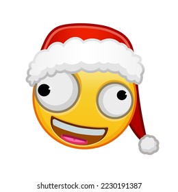Christmas grinning face with one large and one small eye Large size of yellow emoji smile