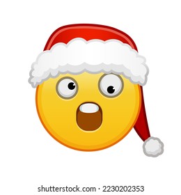 Christmas grinning face with one large and one small eye Large size of yellow emoji smile