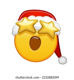 Christmas grinning face with starry eyes Large size of yellow emoji smile