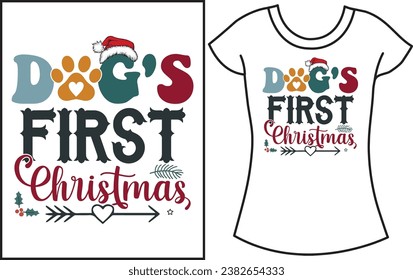 Christmas Groovy dog lover t shirt design. Typography Christmas t shirt.