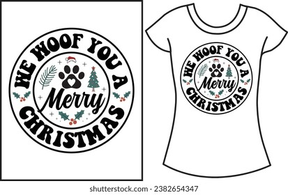 Christmas Groovy dog lover t shirt design. Typography Christmas t shirt.