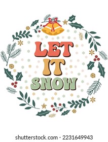 Christmas Groovy Typography Vector T-shirt Design