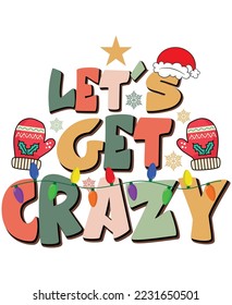 Diseño de camisetas vectoriales de tipografía de Navidad Groovy