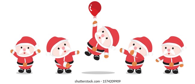 Christmas group of red Santa Claus cartoon for your promotion and poster winter on December, on white background