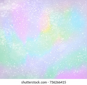 Christmas grunge background with falling snow and light sparkles in pastel stains vivid colors.