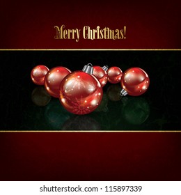 Christmas grunge background with red decorations on black
