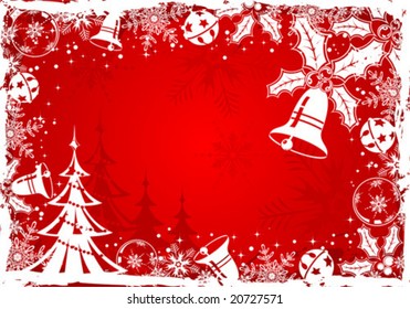 Fotograma de Navidad con copo de nieve, mistletoo, campana, elemento de diseño, ilustración vectorial