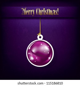 Christmas grunge greeting with decoration on purple