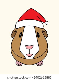 Christmas Guinea Pig Vector Illustration