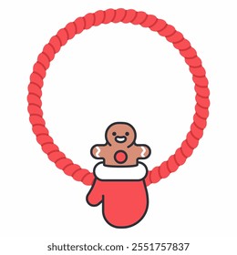 Christmas hair rope with gingerbread man vector cartoon illustration isolated on a white background.