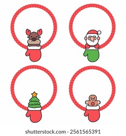 Christmas hair ropes vector cartoon set isolated on a white background.