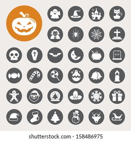 Christmas & Halloween icon set.Illustration EPS10