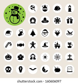 Christmas & Halloween icon set.Illustration EPS10