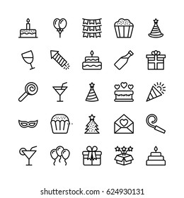 
Christmas, Halloween, Party and Celebration Line Vector Icons 19
