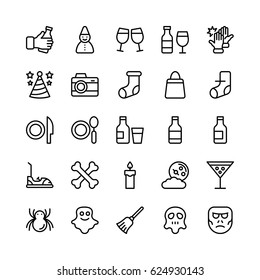 
Christmas, Halloween, Party and Celebration Line Vector Icons 20
