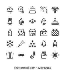 
Christmas, Halloween, Party and Celebration Line Vector Icons 11
