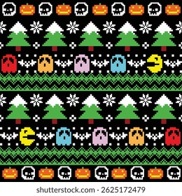 christmas and halloween pattern seamless 