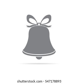 Christmas hand bell icon isolated. Simple gray hand bell with bow. Vector illustration.