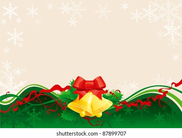 Christmas hand bells. Vector illustration of christmas hand bells  on abstract background.