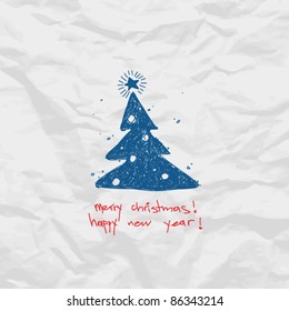 Christmas hand draw card.Paper background. Vector
