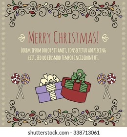 Christmas hand drawn background. Vector