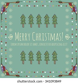 Christmas hand drawn background. Vector